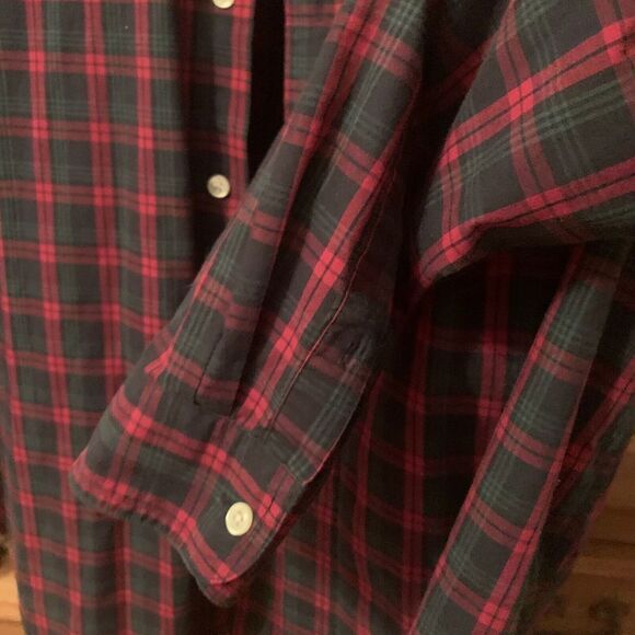 CHAPS Men's Long Sleeve Button Down Shirt L Red Green Blue Plaid Cotton Blend - Picture 3 of 6